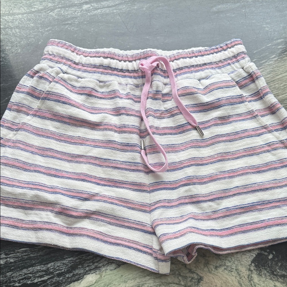 Roller Rabbit Pink and Blue Striped Terry Cloth Shorts